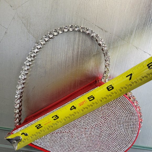 Small Red Heart Purse with Silver Rhinestones - Picture 4 of 7